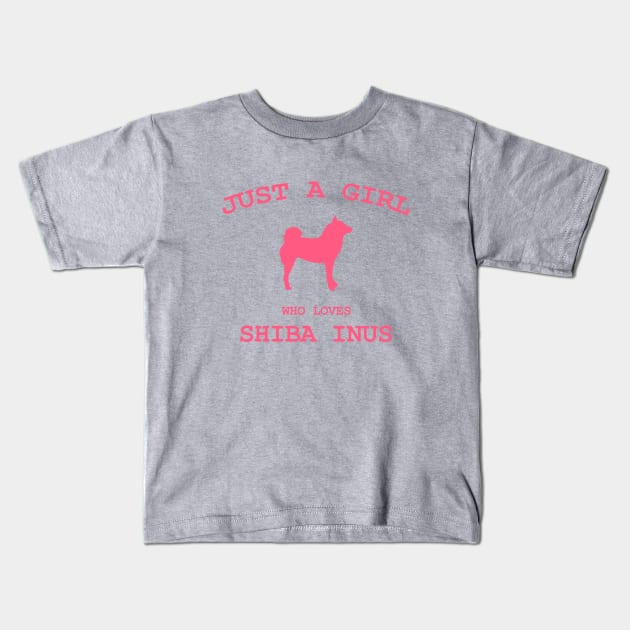 Just a Girl Who Loves Shiba Inus Kids T-Shirt by shibalilly